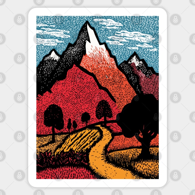 The Adventure Begins | Winding Road to the Mountains Sticker by TuncGK